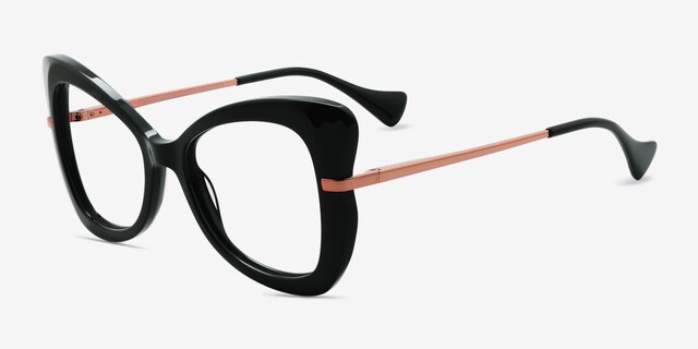 Swallowtail Black AcetateEyeglass Frames from EyeBuyDirect, Angle View