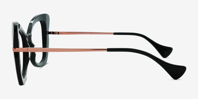 Swallowtail Black AcetateEyeglass Frames from EyeBuyDirect, Side View