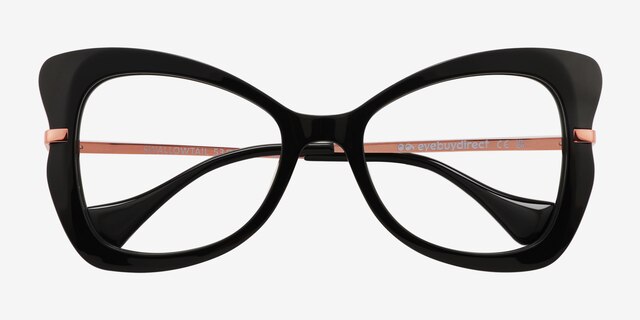 Swallowtail Black AcetateEyeglass Frames from EyeBuyDirect, Closed View