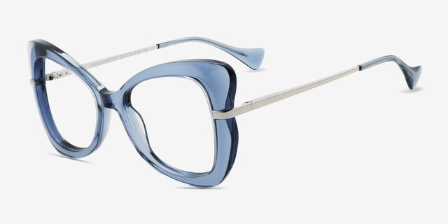 Swallowtail Blue AcetateEyeglass Frames from EyeBuyDirect, Angle View