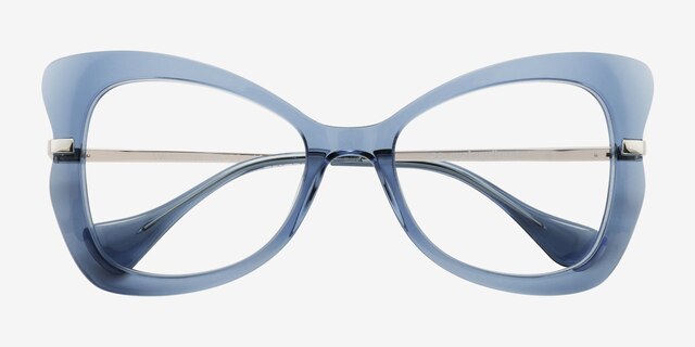 Swallowtail Blue AcetateEyeglass Frames from EyeBuyDirect, Closed View