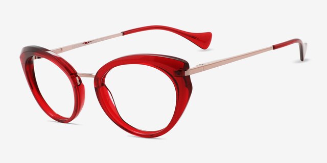 Admiral Red AcetateEyeglass Frames from EyeBuyDirect, Angle View