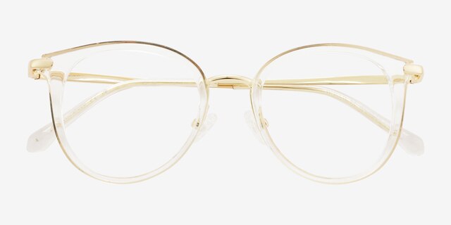 Hollie Clear MetalEyeglass Frames from EyeBuyDirect, Closed View