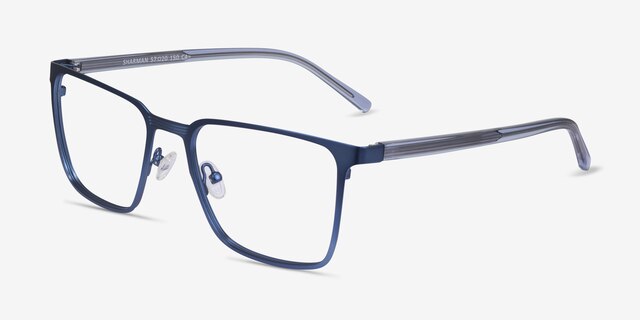 Sharman Navy AcetateEyeglass Frames from EyeBuyDirect, Angle View