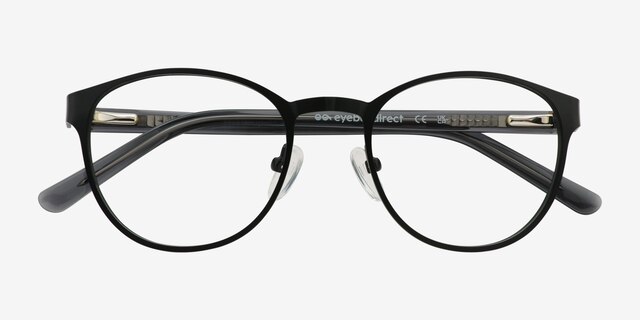 Malen Noir AcétateMontures de lunettes de vue d'EyeBuyDirect, Vue Rapprochée