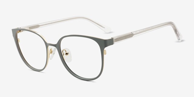 Lin Gris AcétateMontures de lunettes de vue d'EyeBuyDirect, Vue d'Angle
