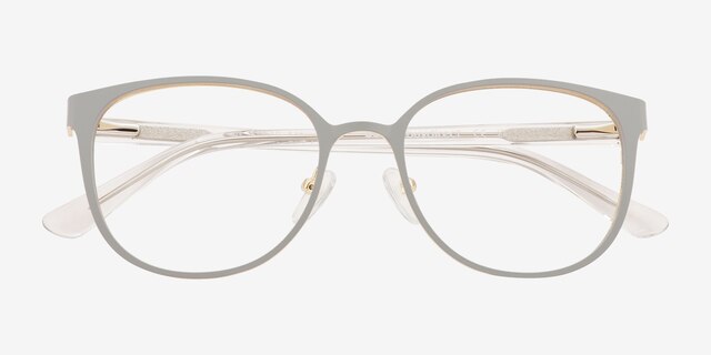 Lin Gris AcétateMontures de lunettes de vue d'EyeBuyDirect, Vue Rapprochée