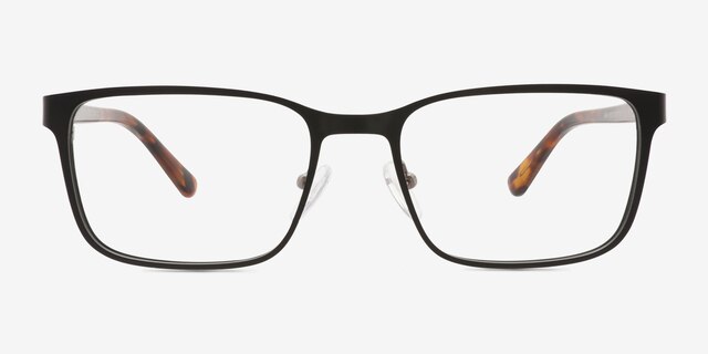 Milton Noir AcétateMontures de lunettes de vue d'EyeBuyDirect, Vue de Face