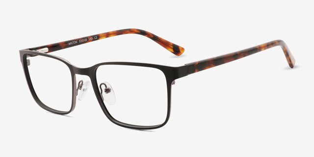 Milton Noir AcétateMontures de lunettes de vue d'EyeBuyDirect, Vue d'Angle
