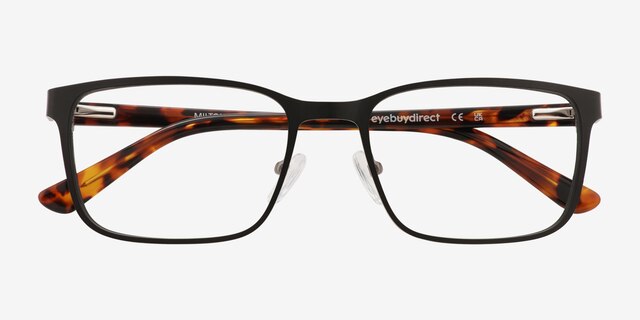 Milton Noir AcétateMontures de lunettes de vue d'EyeBuyDirect, Vue Rapprochée