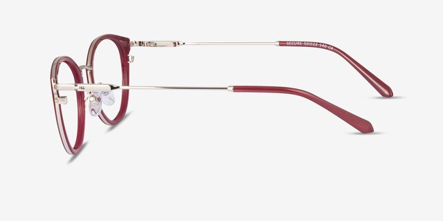 Secure Red PlasticEyeglass Frames from EyeBuyDirect, Side View
