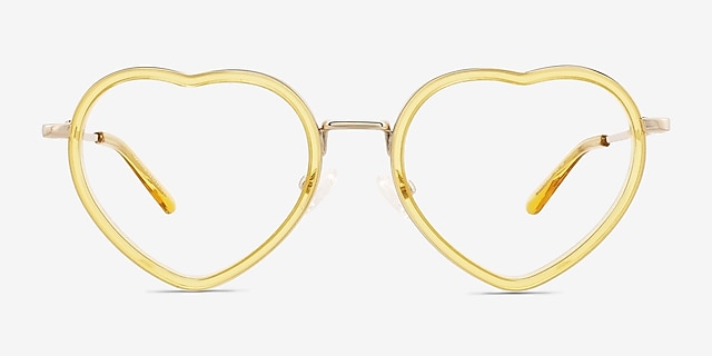 Loving Jaune AcétateMontures de lunettes de vue d'EyeBuyDirect, Vue de Face