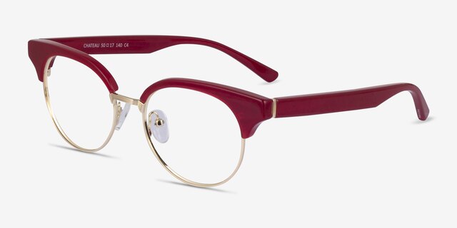 Chateau Rouge AcétateMontures de lunettes de vue d'EyeBuyDirect, Vue d'Angle