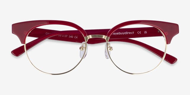 Chateau Rouge AcétateMontures de lunettes de vue d'EyeBuyDirect, Vue Rapprochée