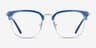 Bespoke Blue Silver AcetateEyeglass Frames from EyeBuyDirect, Front View