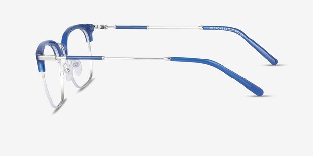Bespoke Blue Silver AcetateEyeglass Frames from EyeBuyDirect, Side View
