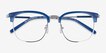 Bespoke Blue Silver AcetateEyeglass Frames from EyeBuyDirect, Closed View