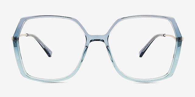 Ellipse Bleu AcétateMontures de lunettes de vue d'EyeBuyDirect, Vue de Face