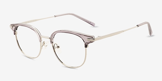 Hollander Gray Silver AcetateEyeglass Frames from EyeBuyDirect, Angle View