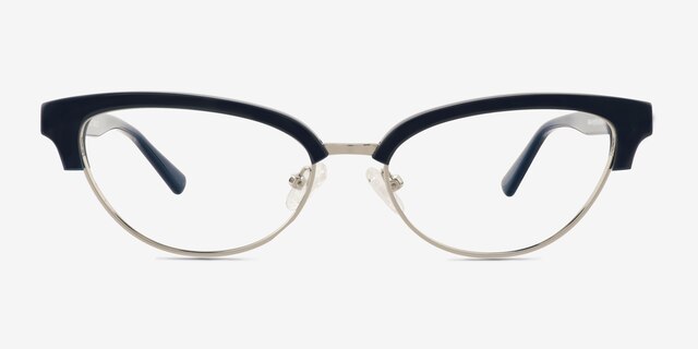 Delacroix Navy Silver Acetate-metalEyeglass Frames from EyeBuyDirect, Front View