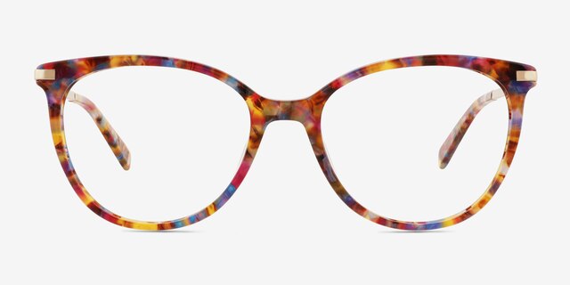 Attitude Floral Acetate-metalEyeglass Frames from EyeBuyDirect, Front View