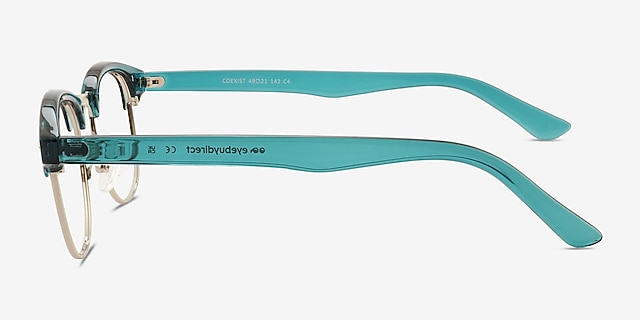 Coexist Teal Silver Plastic, MetalEyeglass Frames from EyeBuyDirect, Side View