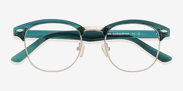 Coexist Teal Silver Plastic, MetalEyeglass Frames from EyeBuyDirect, Closed View