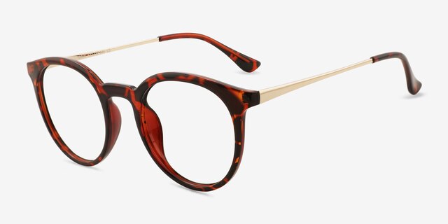 Grin Tortoise Plastic, MetalEyeglass Frames from EyeBuyDirect, Angle View