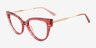 Tinsley Striped Coral MétalMontures de lunettes de vue d'EyeBuyDirect, Vue d'Angle