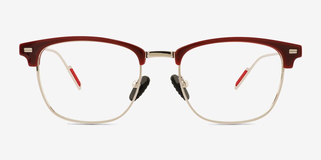 Charge Red Silver AcetateEyeglass Frames from EyeBuyDirect, Front View