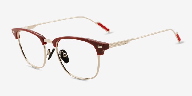 Charge Red Silver AcetateEyeglass Frames from EyeBuyDirect, Angle View