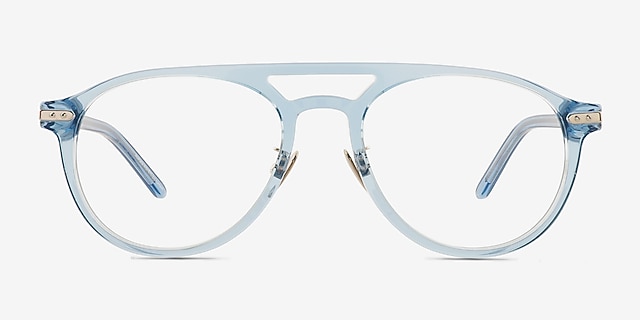 Aston Blue MetalEyeglass Frames from EyeBuyDirect, Front View