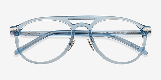 Aston Blue MetalEyeglass Frames from EyeBuyDirect, Closed View