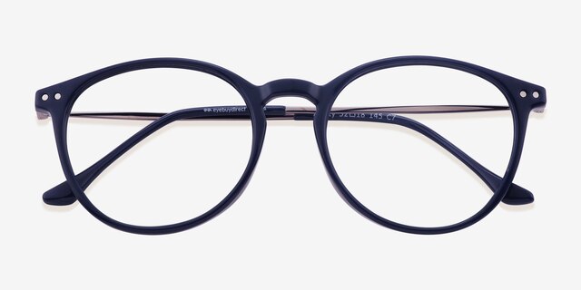 Amity Blue MetalEyeglass Frames from EyeBuyDirect, Closed View