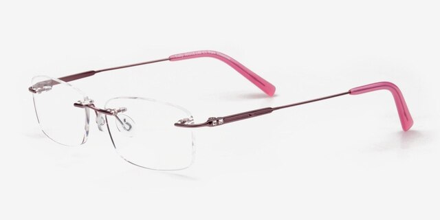 Cully Pink TitaniumEyeglass Frames from EyeBuyDirect, Angle View