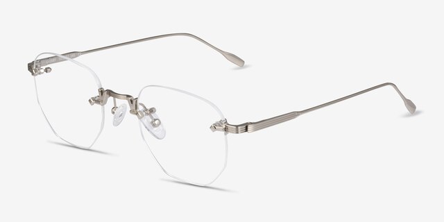 Gadsby Silver MetalEyeglass Frames from EyeBuyDirect, Angle View