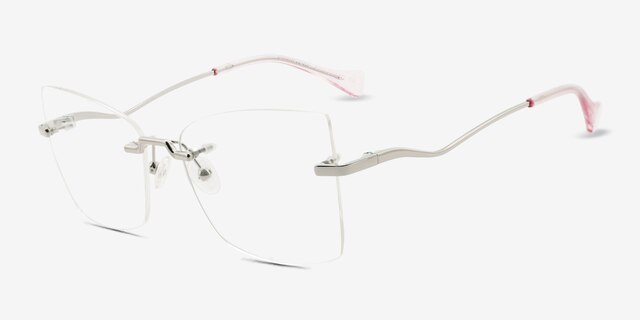 Brimstone Silver MetalEyeglass Frames from EyeBuyDirect, Angle View
