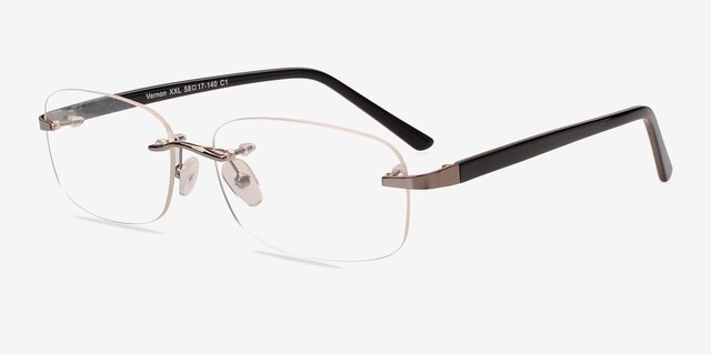 Vernon XXL Gunmetal MetalEyeglass Frames from EyeBuyDirect, Angle View