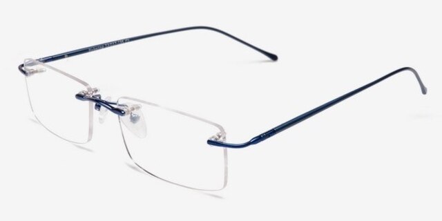 Pickering Blue MetalEyeglass Frames from EyeBuyDirect, Angle View