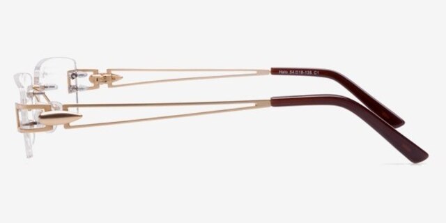 Halo Golden MetalEyeglass Frames from EyeBuyDirect, Side View