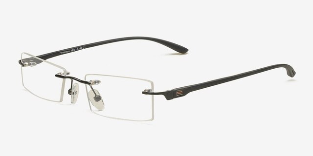 Hyvinkaa Black MetalEyeglass Frames from EyeBuyDirect, Angle View