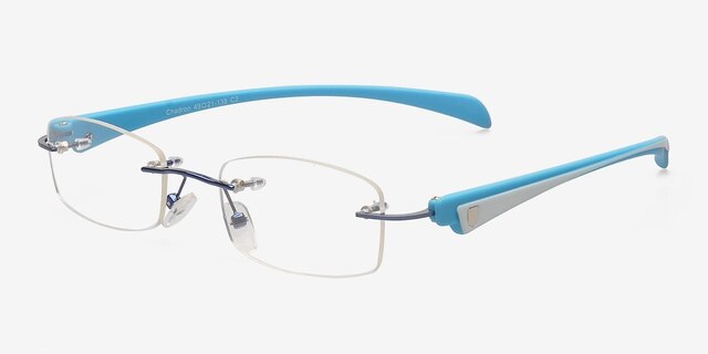Chadron Bleu MétalMontures de lunettes de vue d'EyeBuyDirect, Vue d'Angle