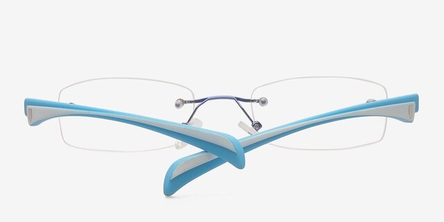 Chadron Bleu MétalMontures de lunettes de vue d'EyeBuyDirect, Vue Rapprochée