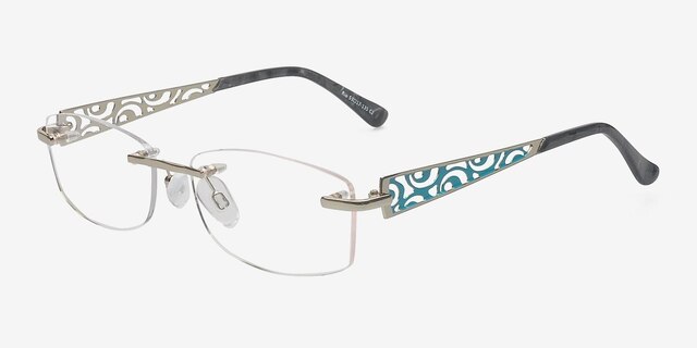 Rio Silver MetalEyeglass Frames from EyeBuyDirect, Angle View