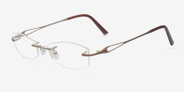 Blaine Golden TitaniumEyeglass Frames from EyeBuyDirect, Angle View