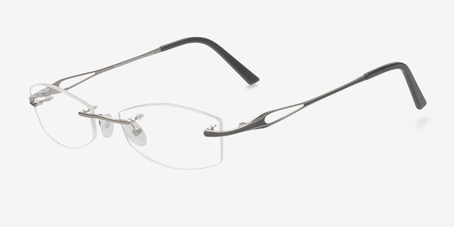 Blaine Silver TitaniumEyeglass Frames from EyeBuyDirect, Angle View