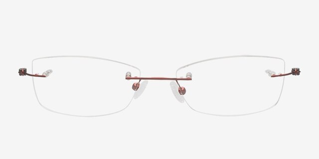 Aaliyah Burgundy TitaniumEyeglass Frames from EyeBuyDirect, Front View