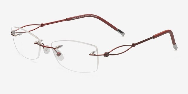Aaliyah Burgundy TitaniumEyeglass Frames from EyeBuyDirect, Angle View