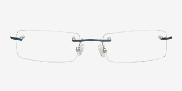 Alonzo Bleu MétalMontures de lunettes de vue d'EyeBuyDirect, Vue de Face