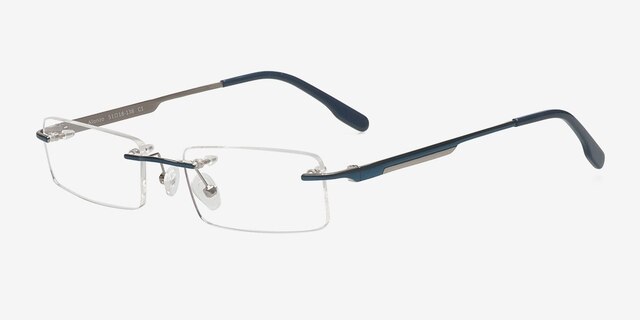 Alonzo Bleu MétalMontures de lunettes de vue d'EyeBuyDirect, Vue d'Angle